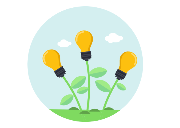 drei gezeichnete Pflanzen mit Leuchtmittelkopf © Mohamed Hassan Pixabay.